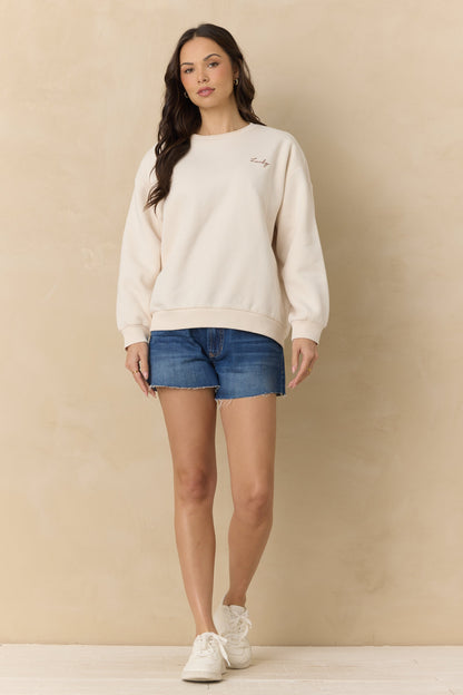 Coconut Lucky Vintage Havana Ultra Fleece Crew with Embroidery