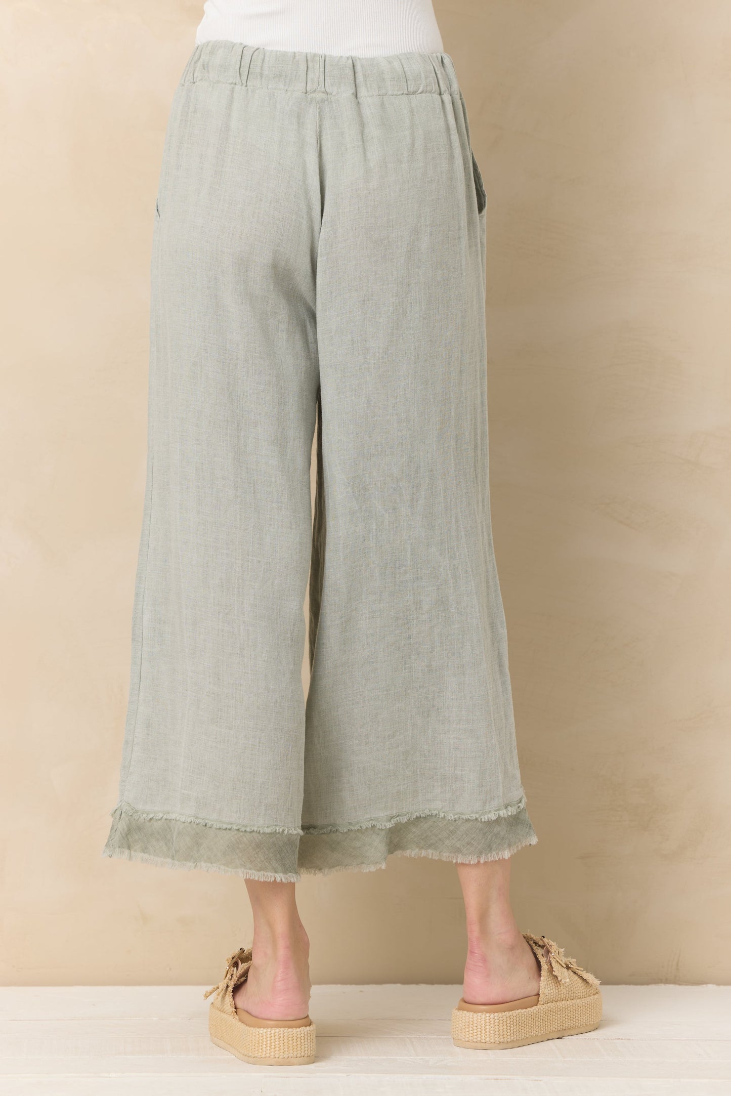 Sage Vintage Havana Drapey Linen Flowy Pant