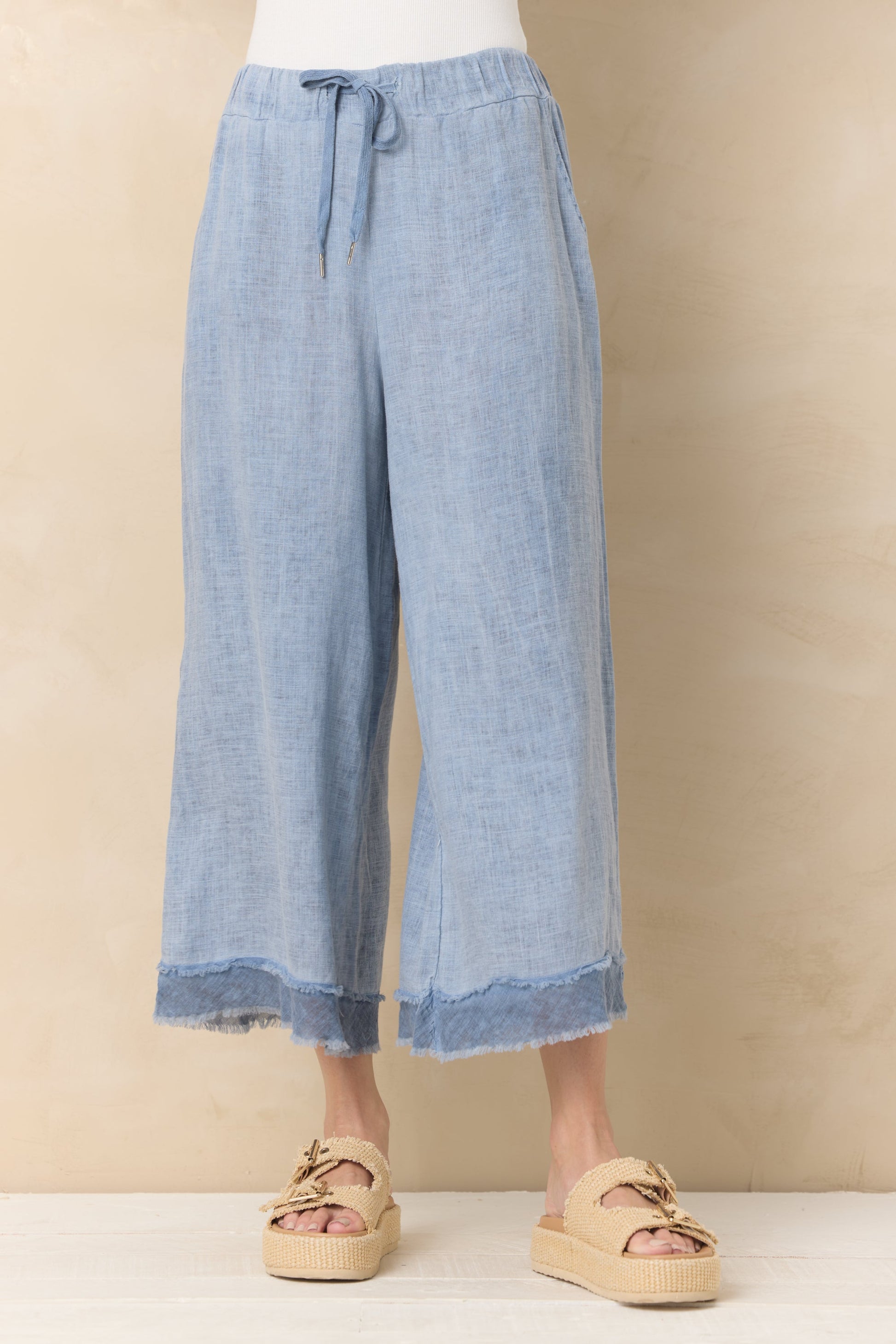 Sage Vintage Havana Drapey Linen Flowy Pant
