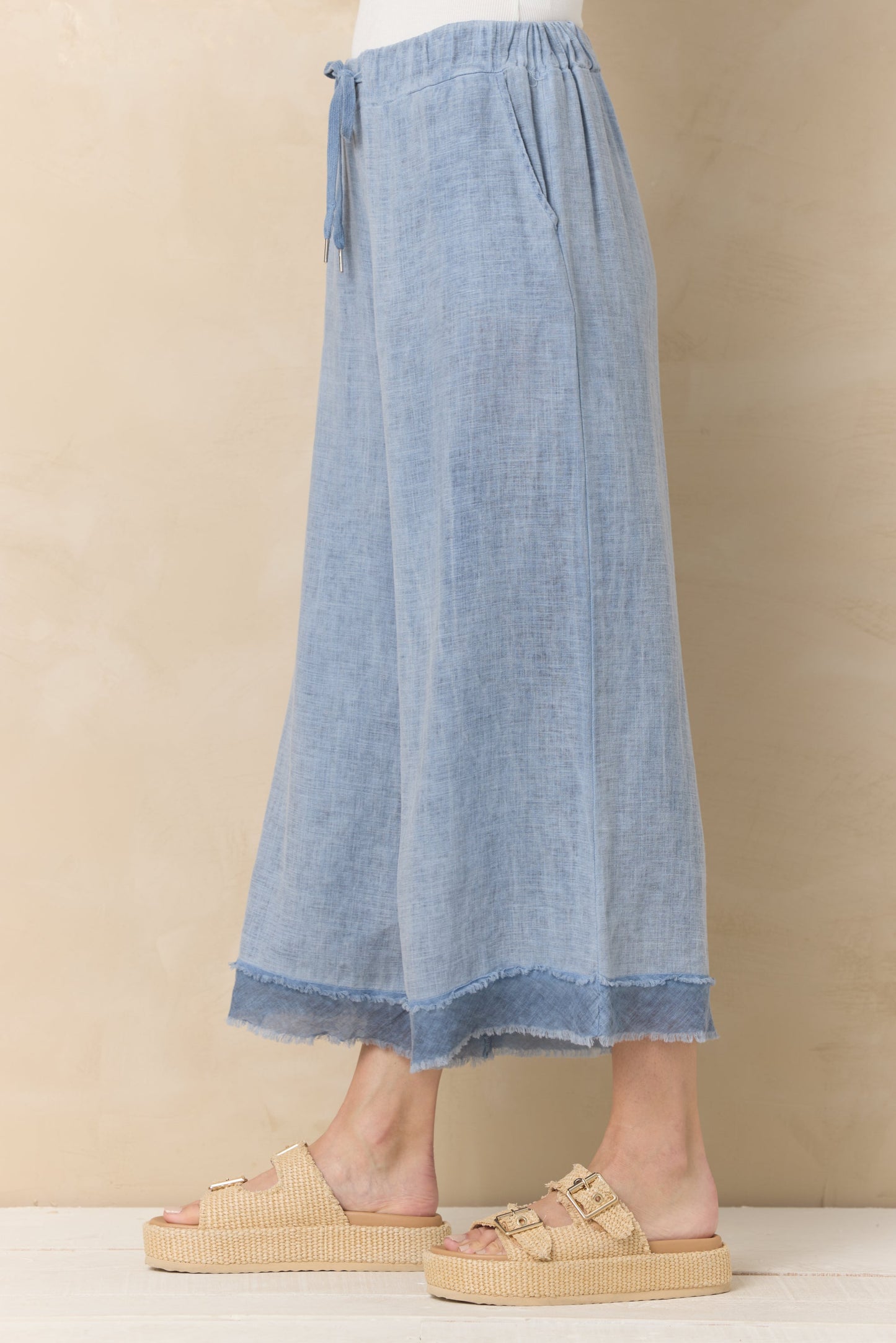 Sage Vintage Havana Drapey Linen Flowy Pant