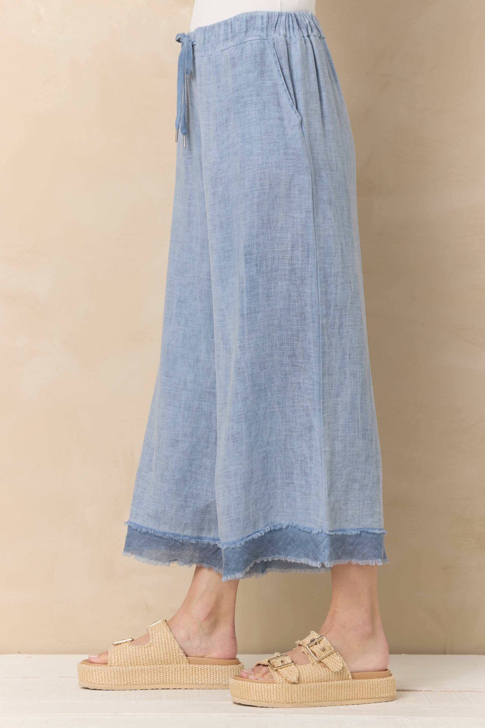 Sage Vintage Havana Drapey Linen Flowy Pant