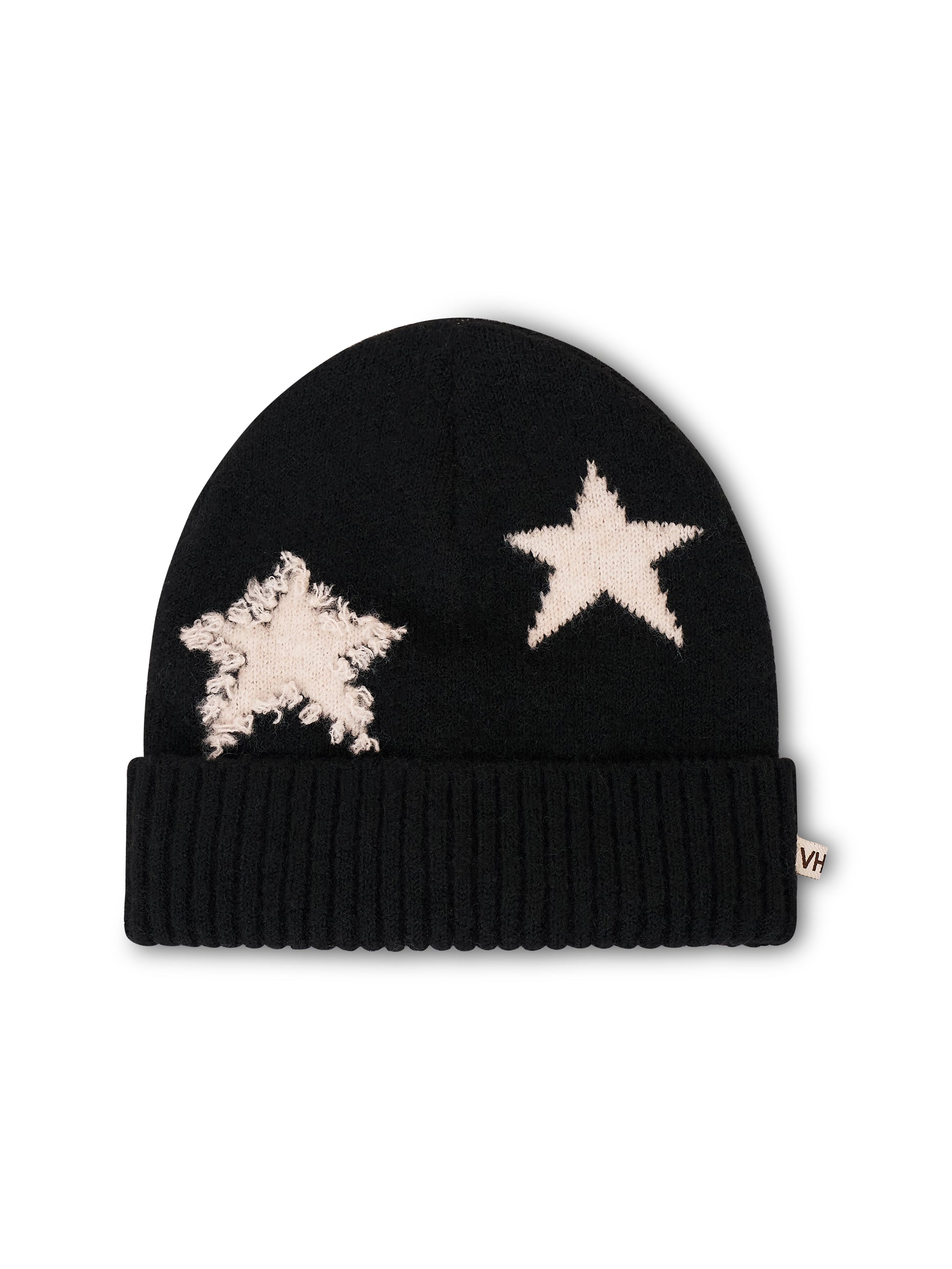 Black Vintage Havana STAR POMPOM BEANIE