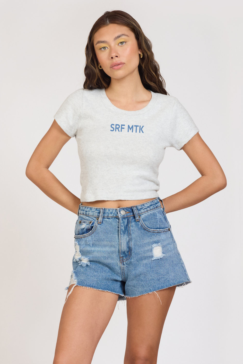 Harbor Grey Vintage Havana "Surf MTK" Harbor Grey Rib Hacci Cropped Tee