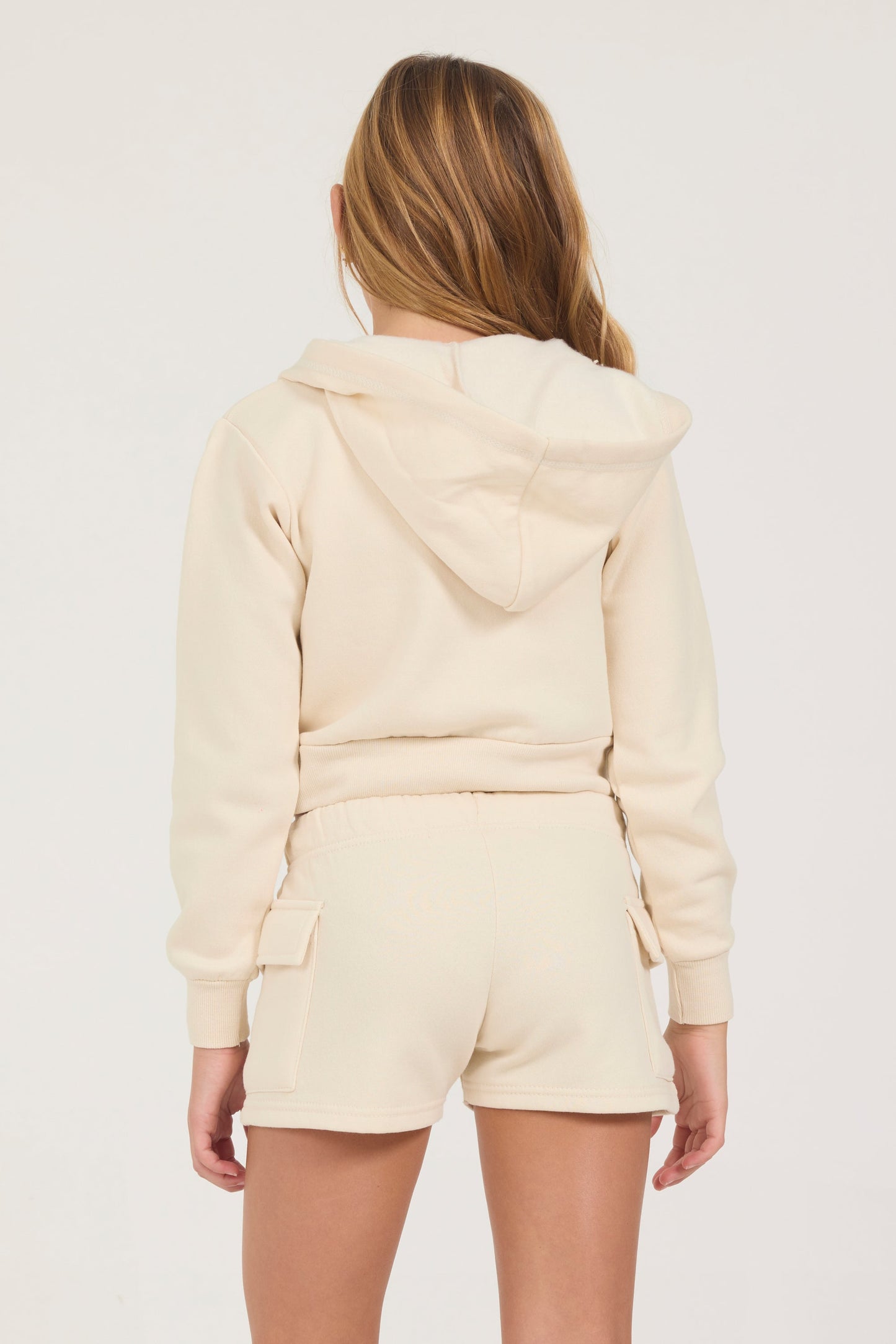 Coconut Vintage Havana Kids Burnout Crop Zip Hoodie