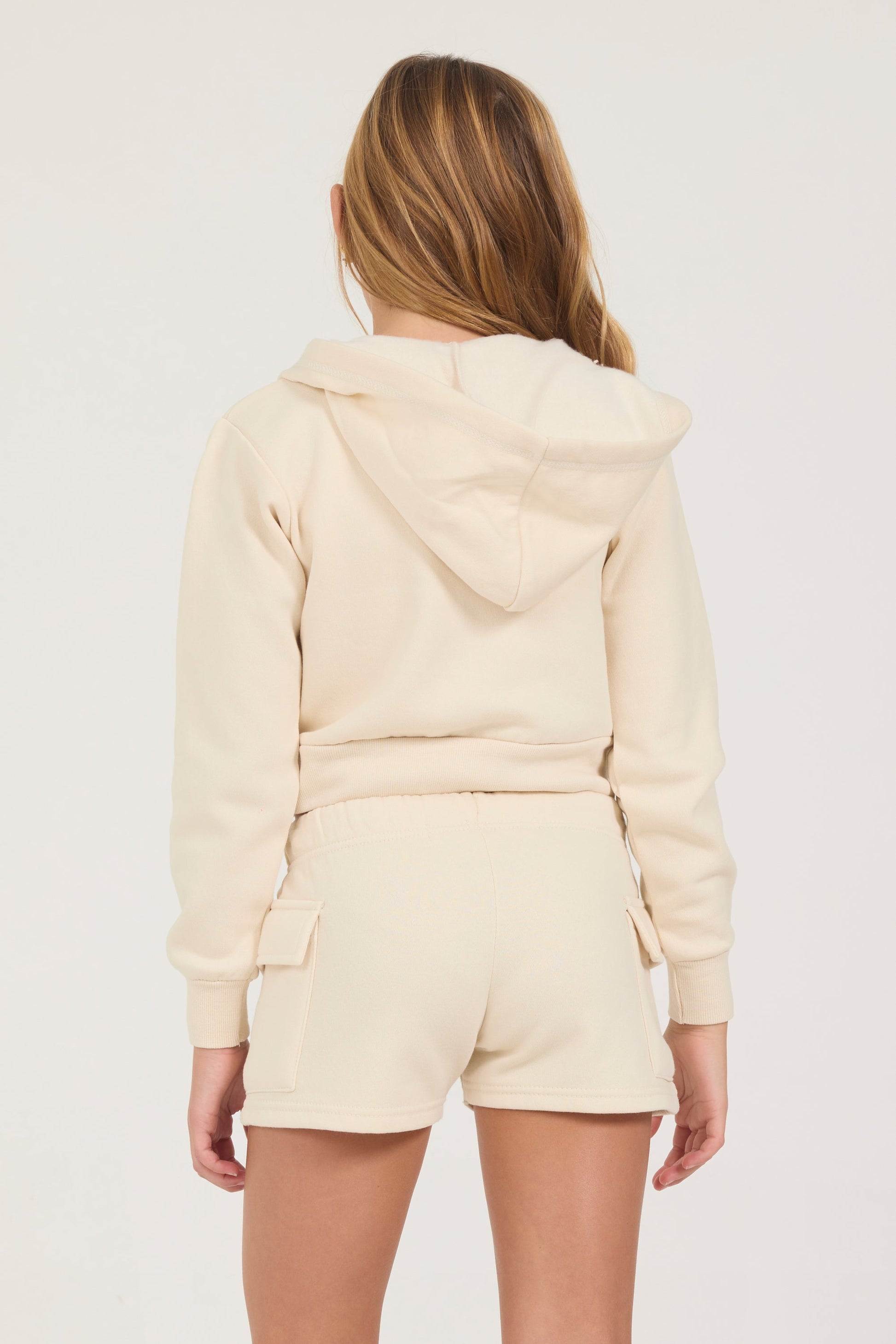 Coconut Vintage Havana Kids Burnout Crop Zip Hoodie