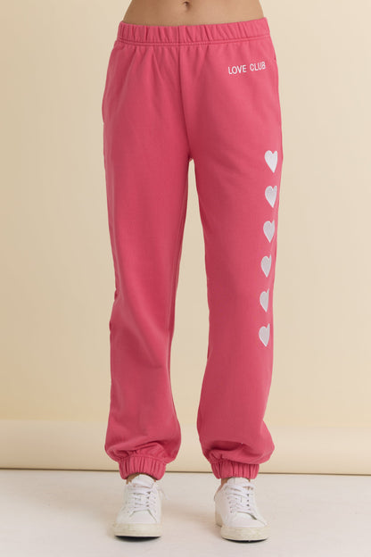 Vintage Havana Heart Embroidered French Terry Joggers