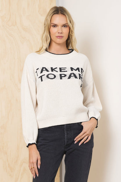 Ivory w/ Black Vintage Havana “Take Me To Paris” Jacquard Sweater