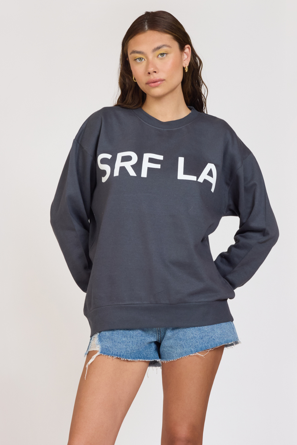 Black Vintage Havana "Surf LA" Black Surf Wash Crewneck