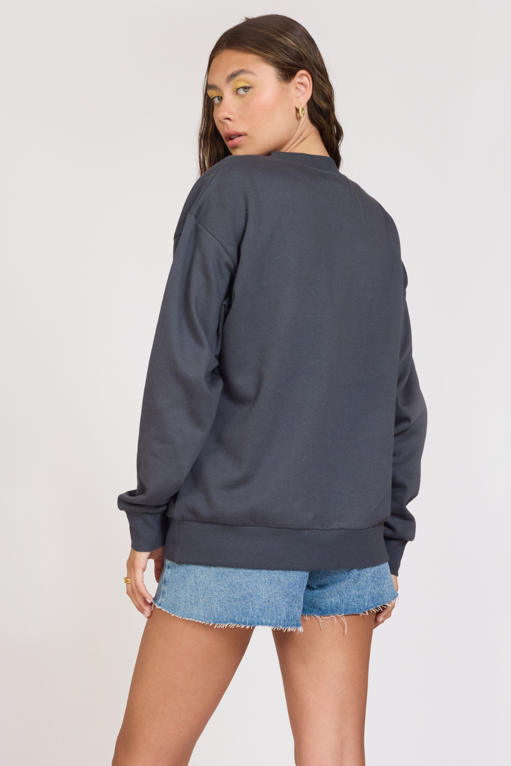 Black Vintage Havana "Surf LA" Black Surf Wash Crewneck