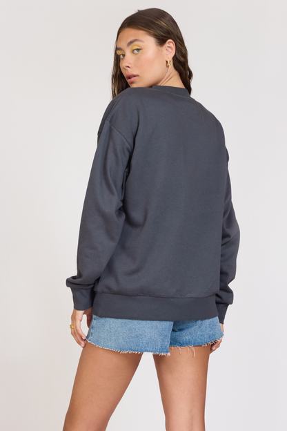 Black Vintage Havana "Surf LA" Black Surf Wash Crewneck
