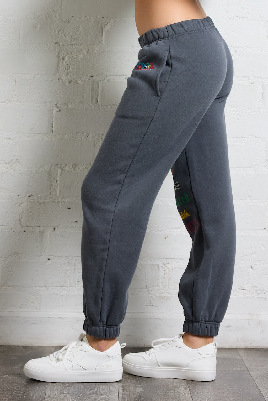 Washed Black Vintage Havana Von Dutch Jogger with Multi Print