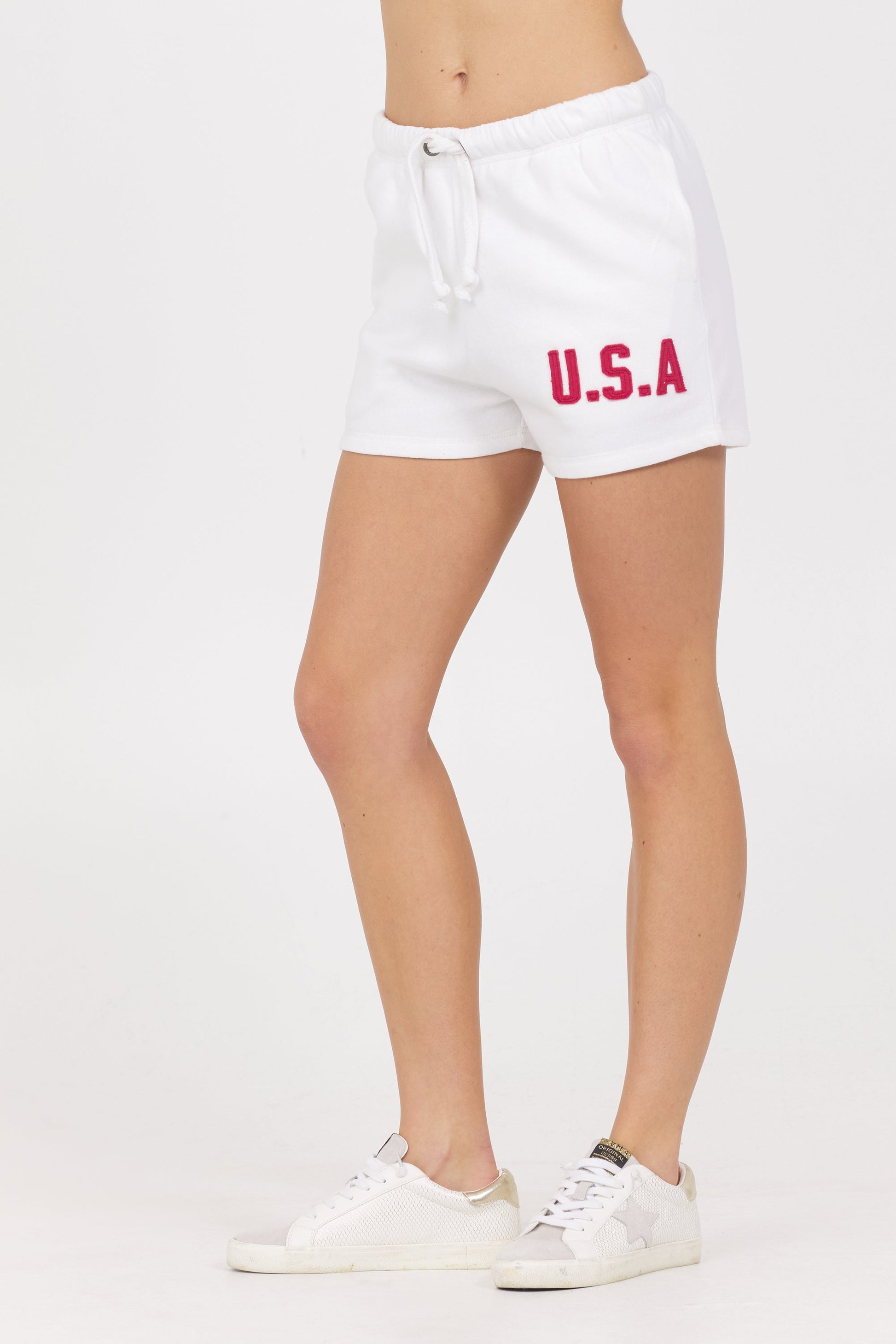 White w/ Red Vintage Havana Surfwash Fleece Shorts