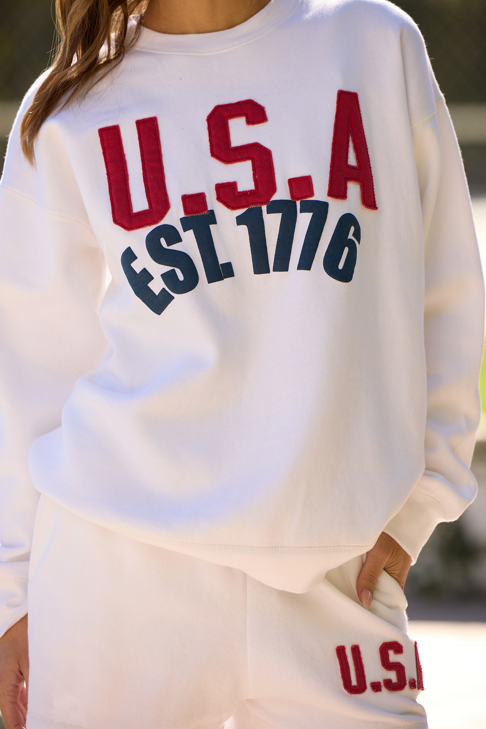 White w/ Red Vintage Havana Surfwash Fleece Shorts