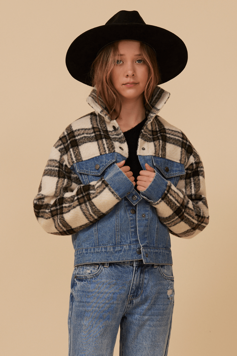 Vintage Havana DENIM AND PLAID JACKET