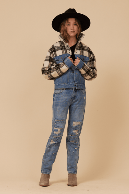 Vintage Havana DENIM AND PLAID JACKET