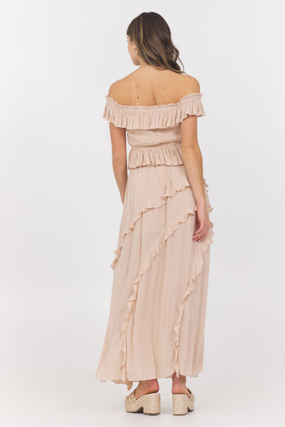 Champagne Toast Vintage Havana Champagne Toast Ruffle Off Shoulder Top