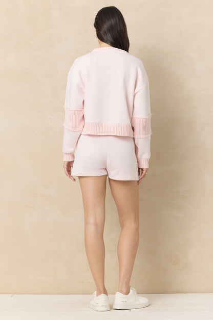 Pink Hibiscus Vintage Havana Vintage Fleece Crew with Rib
