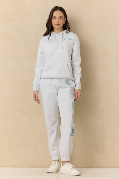 Vintage Havana Ultra Fleece Hoodie with Patches and "Jet Setter" Embroidery