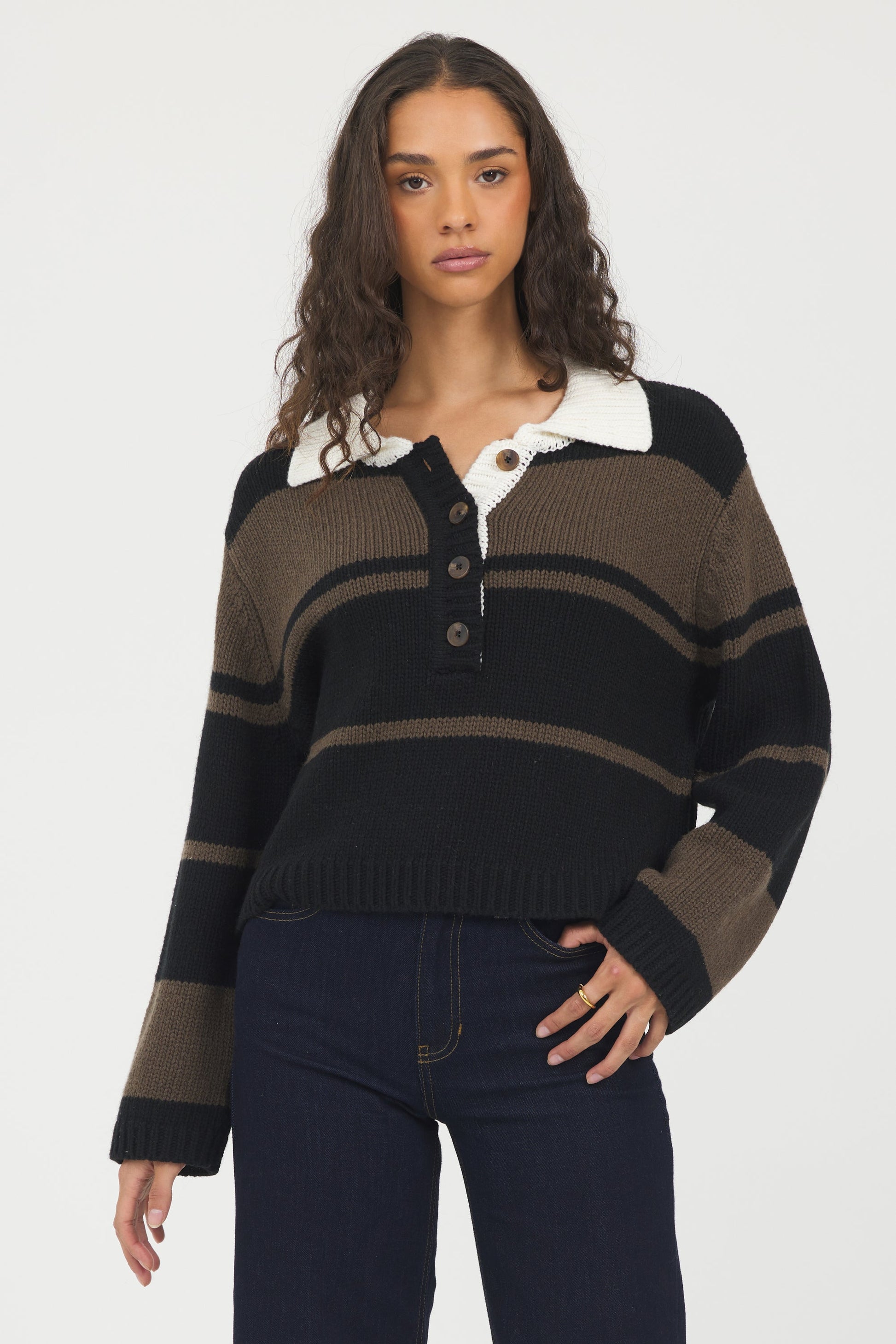 Woodland Vintage Havana Woodland Stripe Collared Sweater