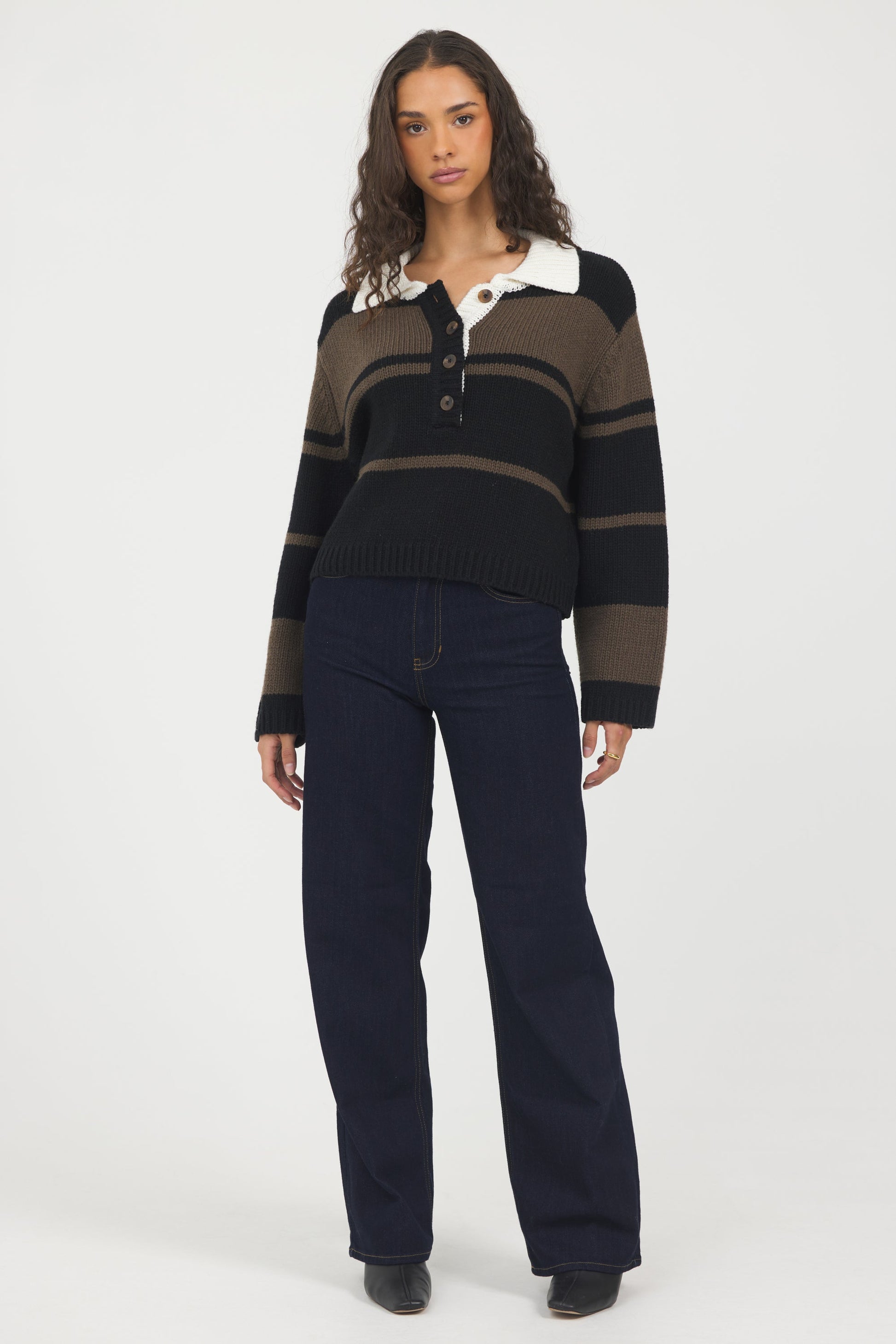 Woodland Vintage Havana Woodland Stripe Collared Sweater