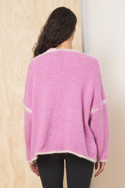 Pink Vintage Havana Tie Front Cardigan