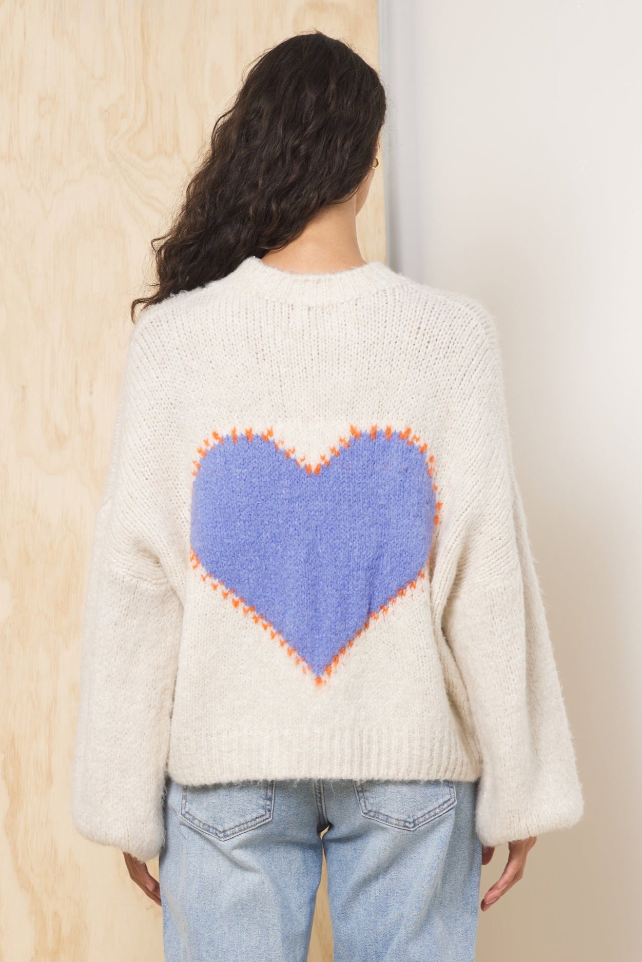 Ecru Vintage Havana Jacquard Heart Sweater