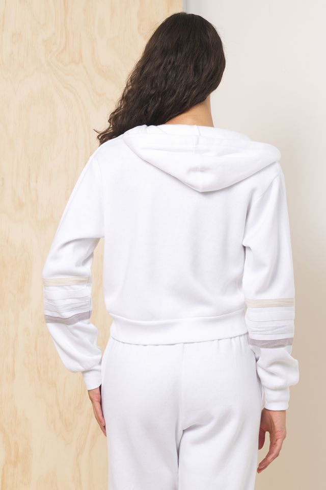 Winter Whites Vintage Havana Stripe Burnout Fleece Zip-Up