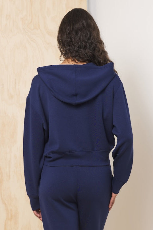 Collegiate Navy Vintage Havana Cloud Fleece Crop Zip Up