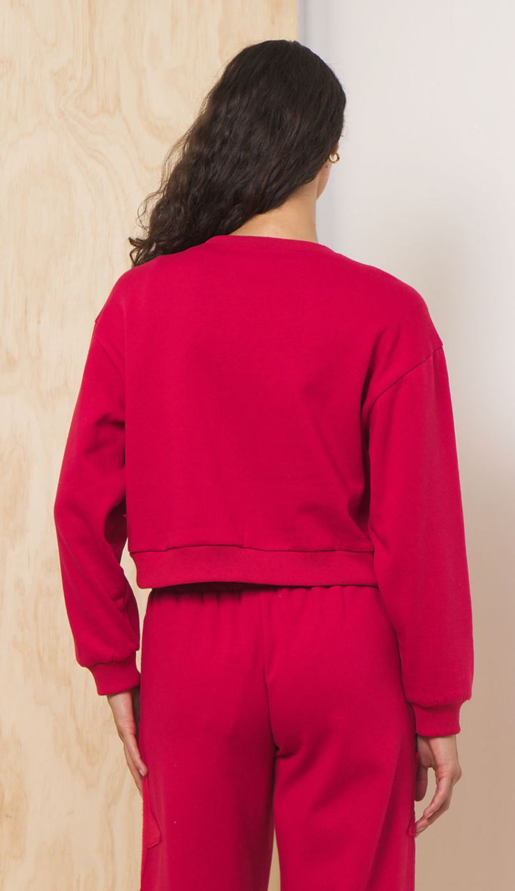 Scarlet Vintage Havana Fleece Crewneck w/ Star Applique
