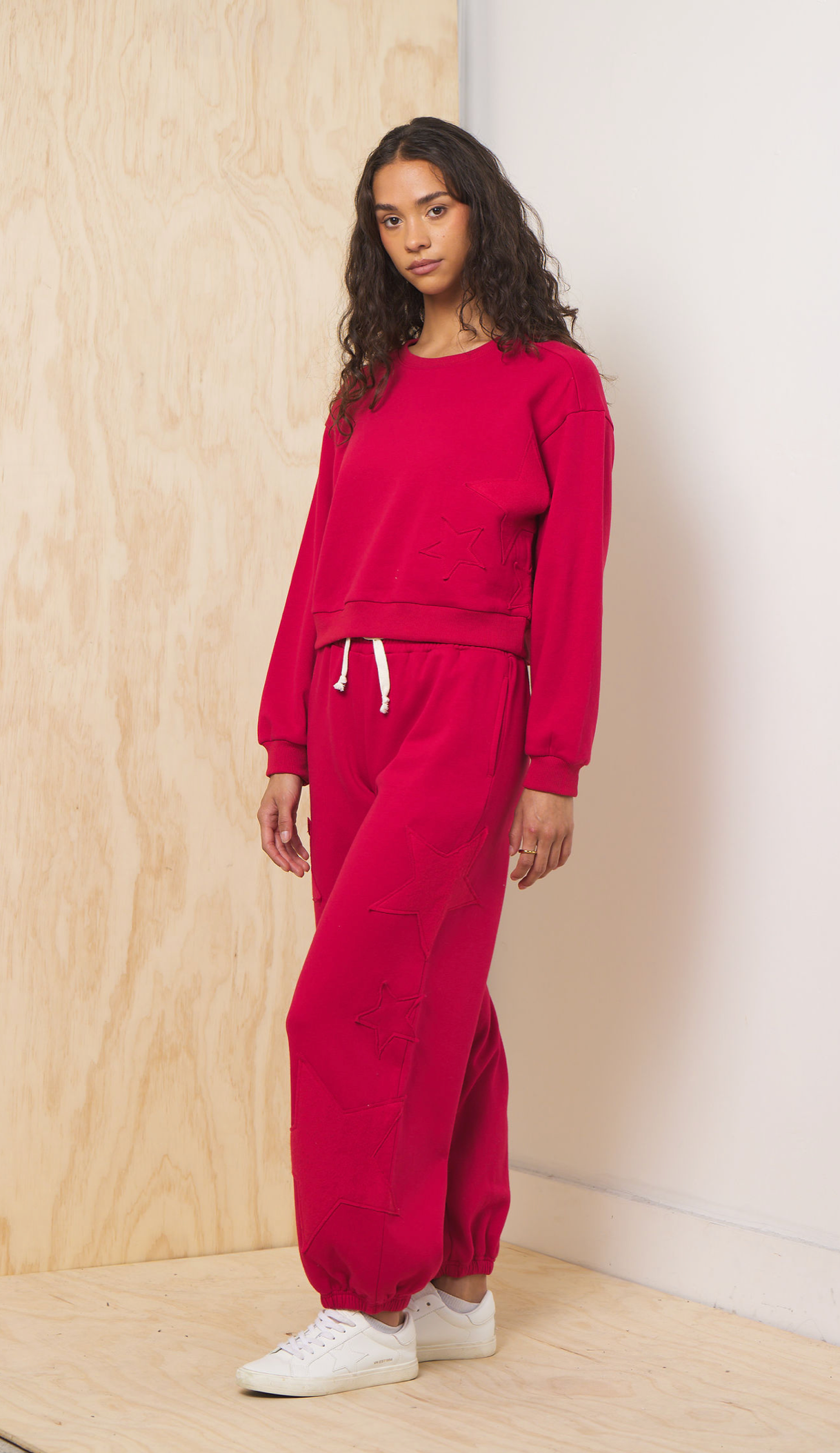 Scarlet Vintage Havana Fleece Crewneck w/ Star Applique