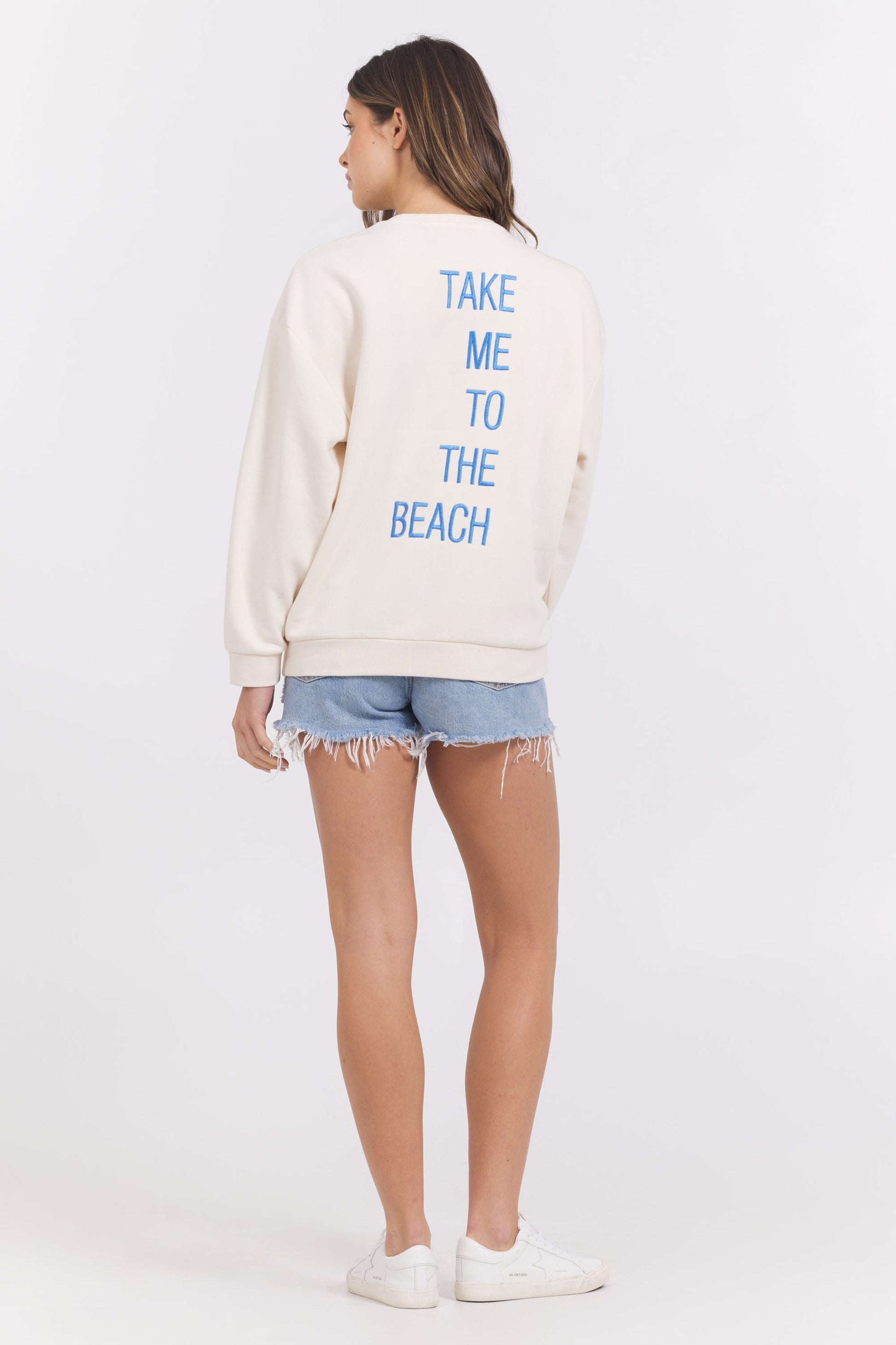 Coconut/ Hightide Vintage Havana SURF WASH EMBROIDERED CREWNECK