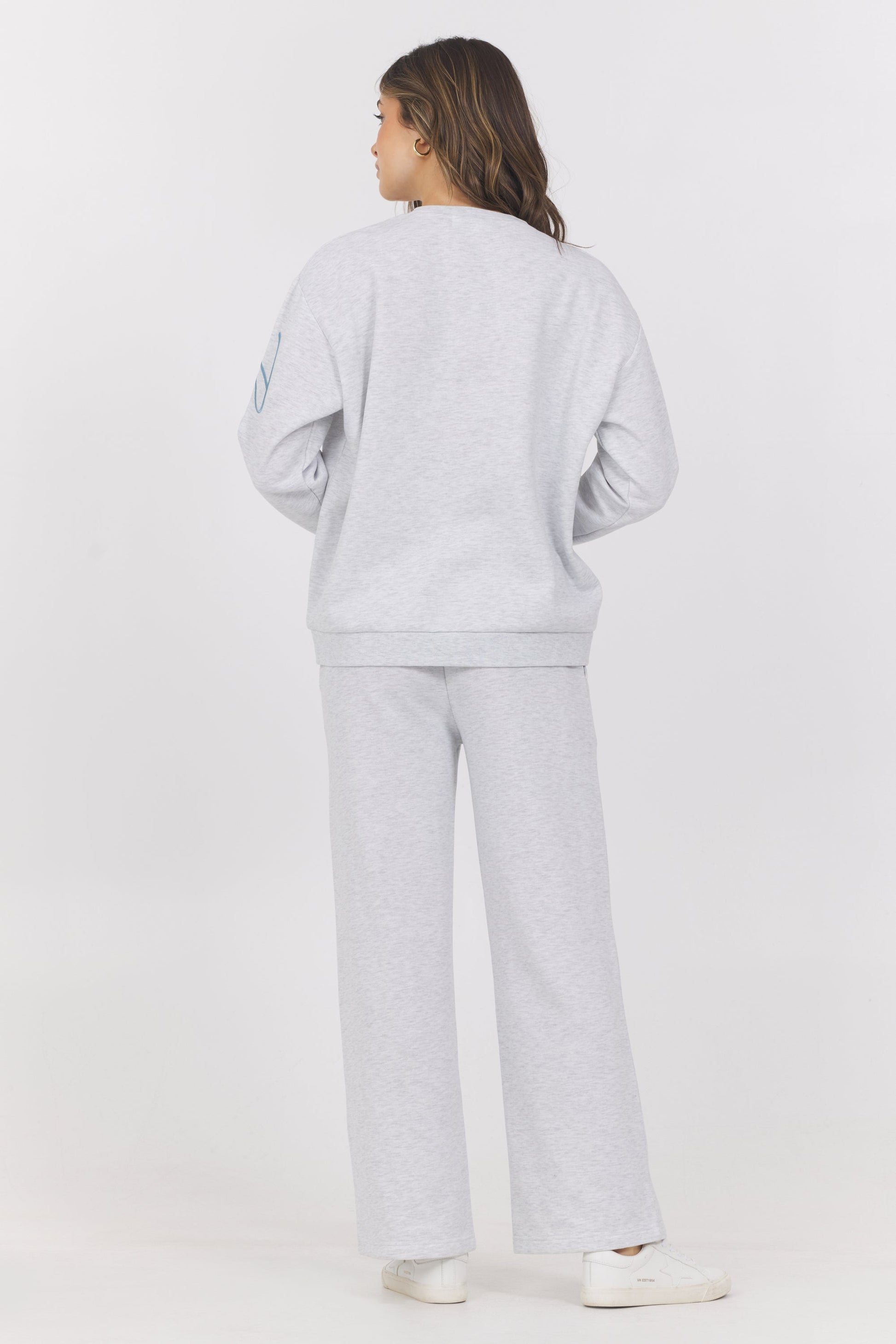 Spring Grey Blue Vintage Havana Embroidered Garment Dye Crew