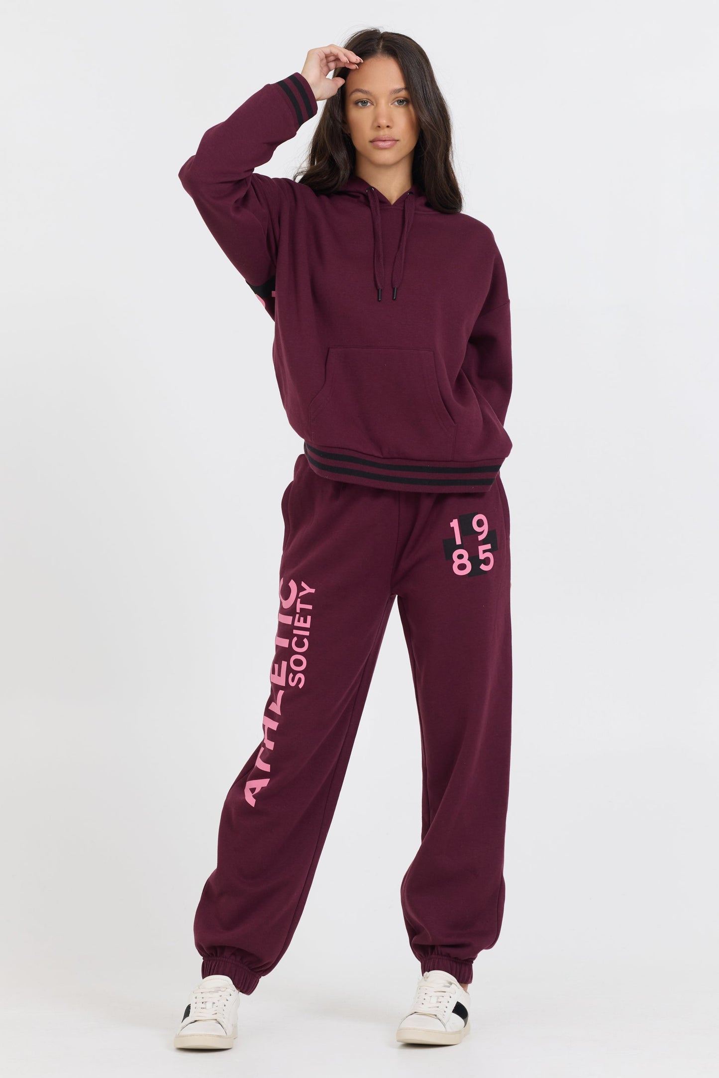Cabernet Vintage Havana Cabernet W/ Rose Printed Heavy Surf Wash Hoodie