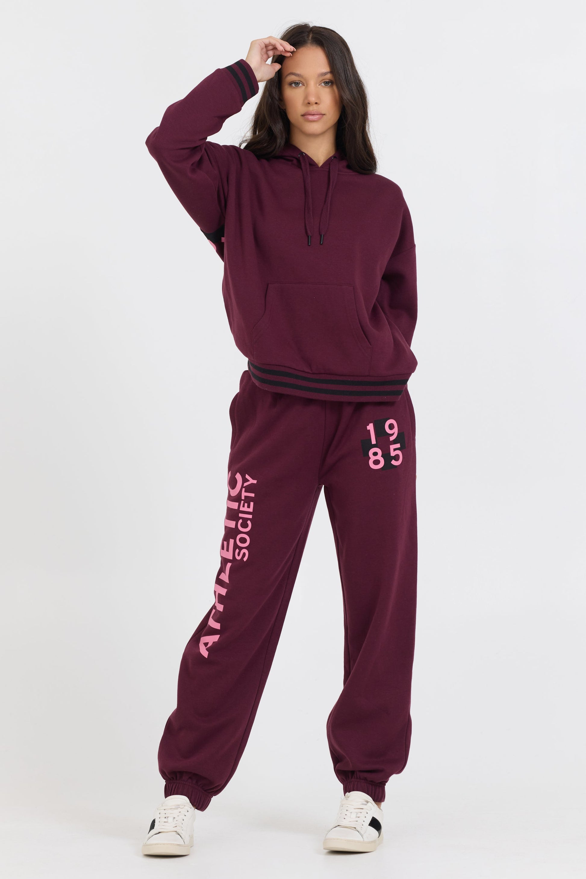Cabernet Vintage Havana Cabernet W/ Rose Printed Heavy Surf Wash Hoodie