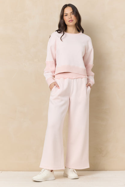 Pink Hibiscus Vintage Havana Vintage Fleece Wide Leg Pants with Rib