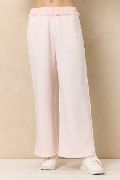 Pink Hibiscus Vintage Havana Vintage Fleece Wide Leg Pants with Rib