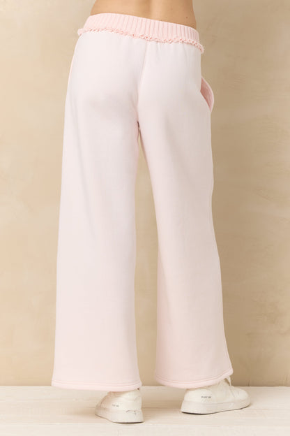 Pink Hibiscus Vintage Havana Vintage Fleece Wide Leg Pants with Rib