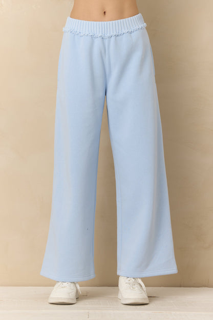 Pink Hibiscus Vintage Havana Vintage Fleece Wide Leg Pants with Rib