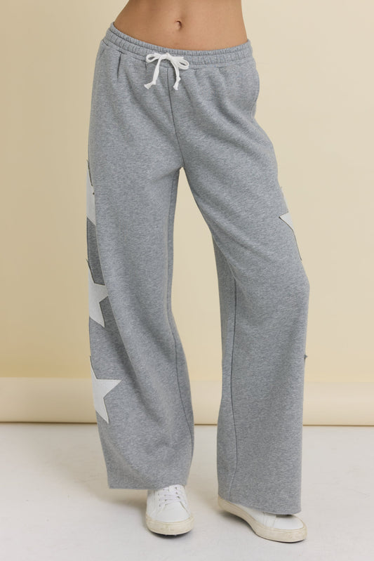 Vintage Havana Reverse Terry Wide Leg Pants with Star Applique