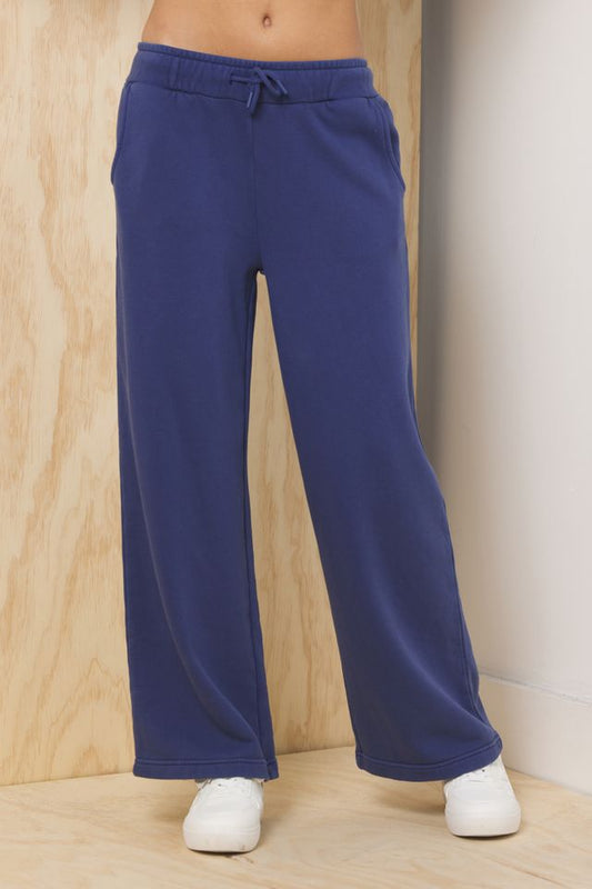Deep Denim Vintage Havana Garment Dye Wide Leg Pant