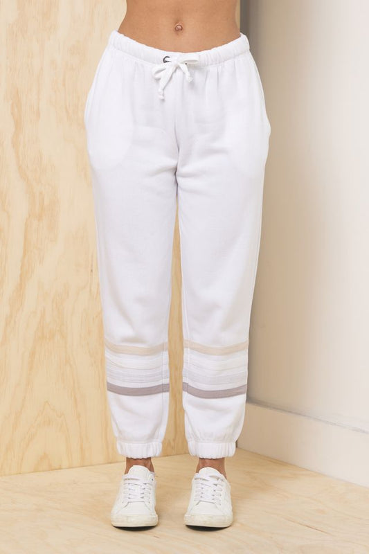 Winter Whites Vintage Havana Stripe Burnout Fleece Jogger