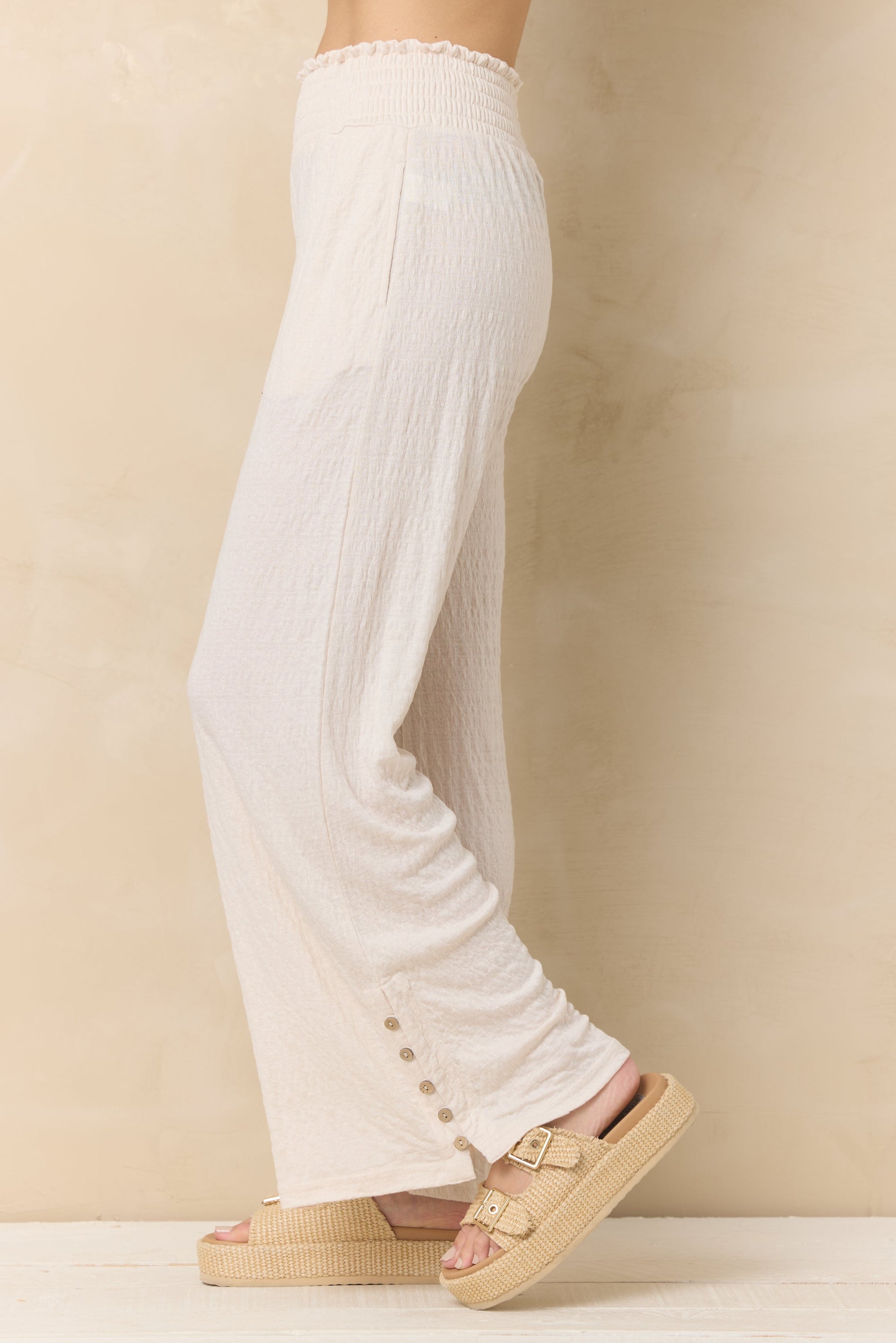 Vintage Havana Crinkle Knit Wide Leg Pants