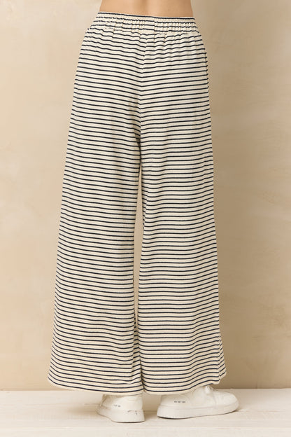 Vintage Havana Striped French Terry Cloth Wide Leg Pant