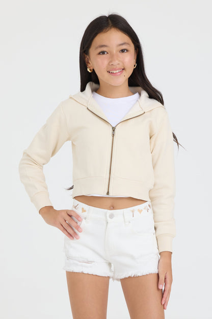 Vintage Havana Kids White Denim Short with Embroidered Waist