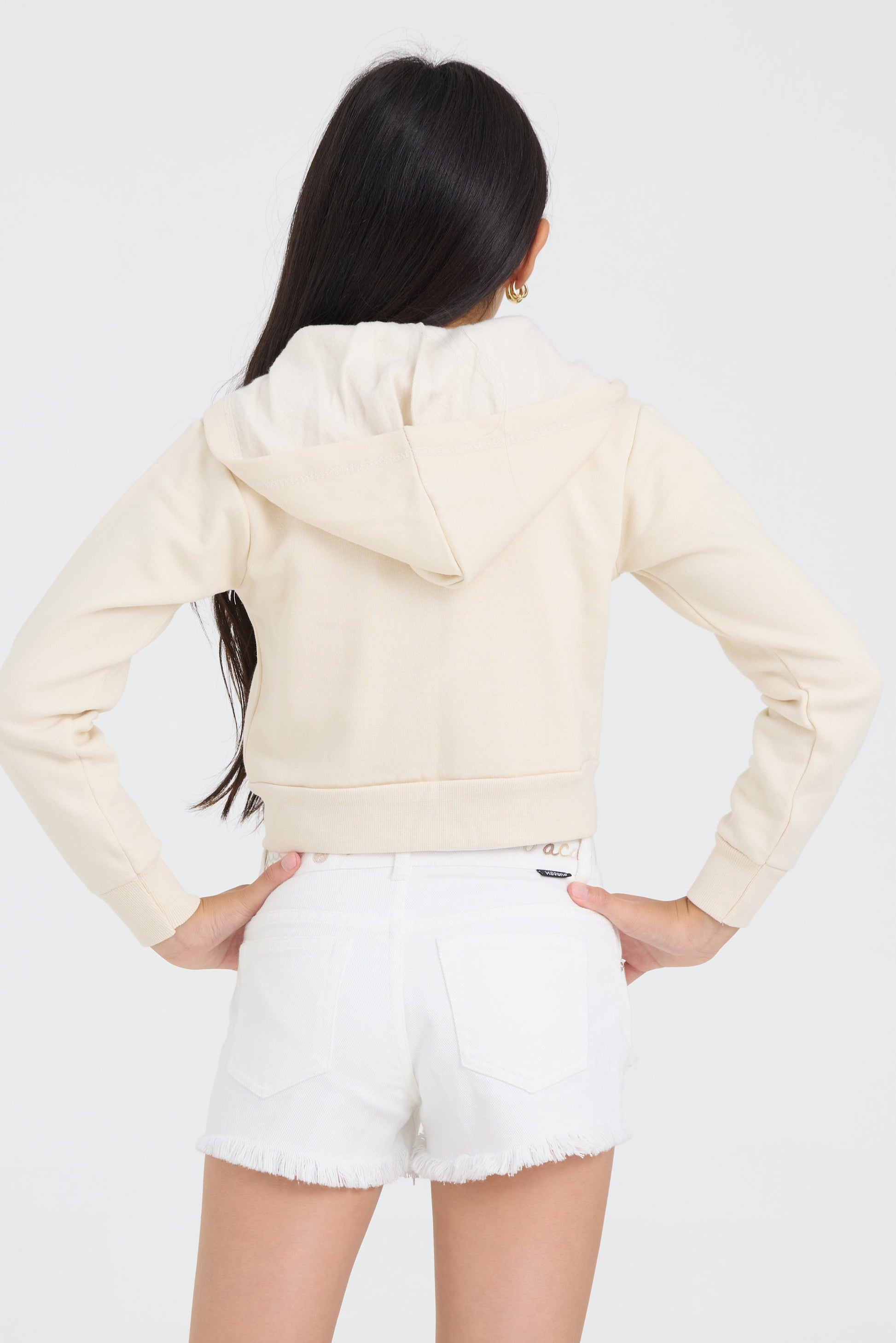 Vintage Havana Kids White Denim Short with Embroidered Waist