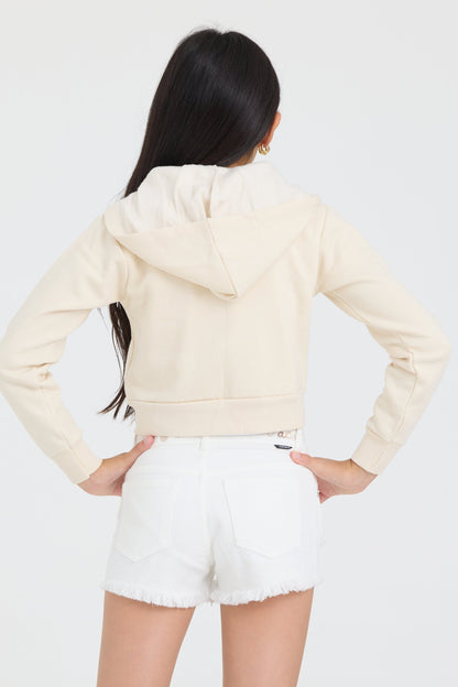 Vintage Havana Kids White Denim Short with Embroidered Waist