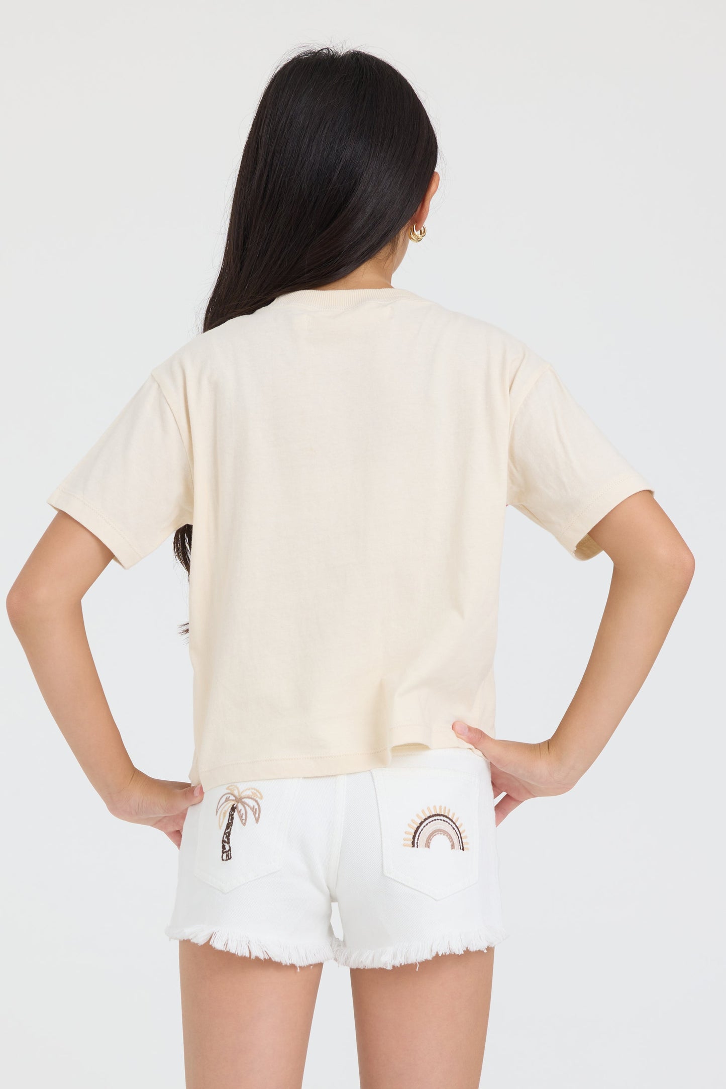 Vintage Havana Kids Distressed Denim Short with Embroidered Pocket