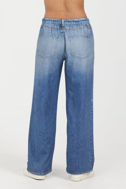 Medium Denim Vintage Havana Denim Fleece Wide Leg Pant
