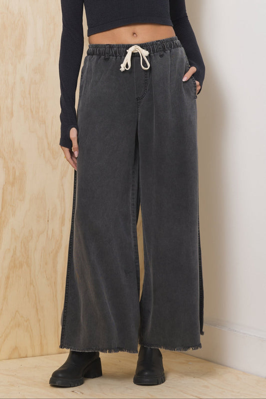 Charcoal Vintage Havana Tencel Wide Leg Pant - Charcoal