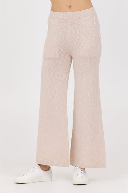 Summer Sand with White Vintage Havana Knit Pants w/ Whipstitch